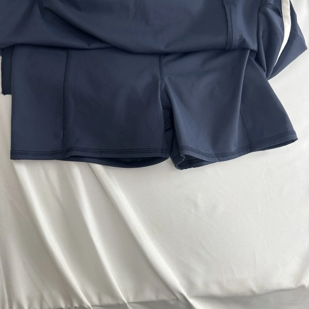 Johnnie-O Womens Gabby Performance Skirt Skort Navy White SZ L 124th U.S Open NW